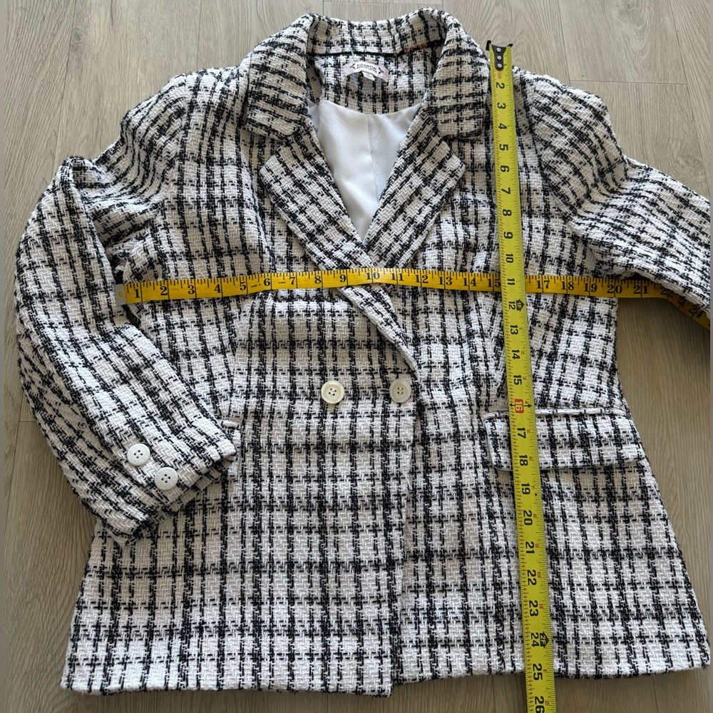 NANETTE LEPORE Tweed Black/white Blazer Size US 14 Like New